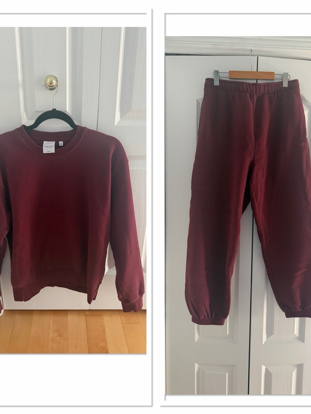 Aritzia Maroon Crewneck Sweatshirt and Jogger Set